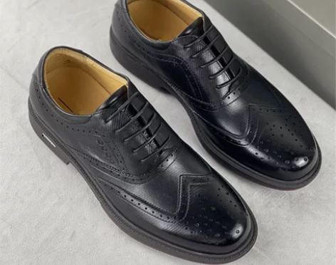 外贸真皮男鞋男士高尔夫球鞋布洛克英伦雕花防...