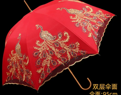 婚伞中国风结婚红伞出嫁中式红色伞新娘出门伞...