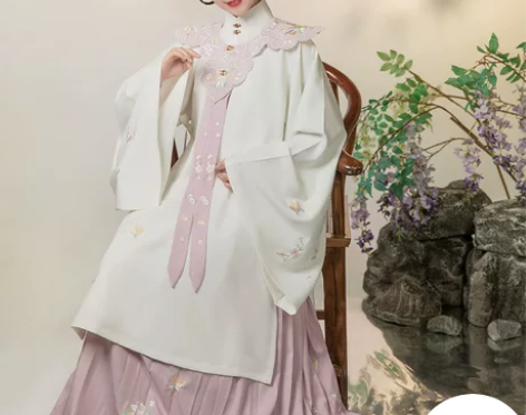 九曲阑珊原创汉服女芷蝶明制立领长袄刺绣云肩...