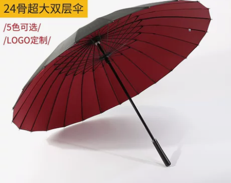 24骨超大号双层双人防风加固长柄伞