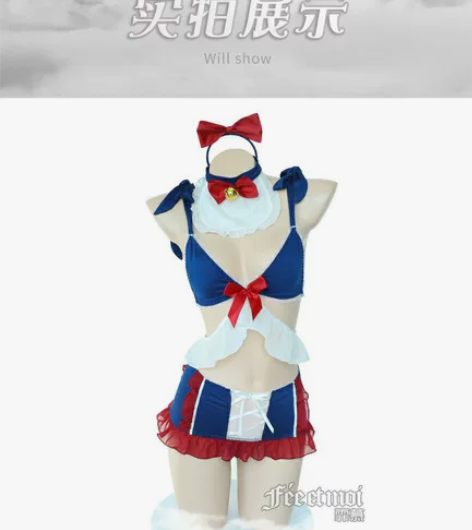 日系蝴蝶结可爱绑带三点式包臀裙裤尾巴性感套...