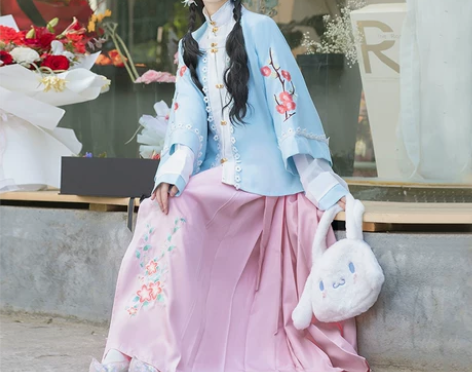 原创汉服女明制【芙苓】方领半袖对襟短衫齐腰...