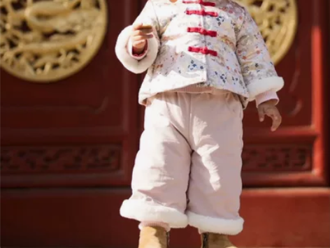 女童汉服古装唐装儿童汉服拜年服 九新，穿了...