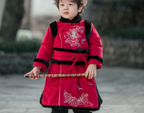 汉服男童唐装民族风古装中国风童装加绒儿童拜...
