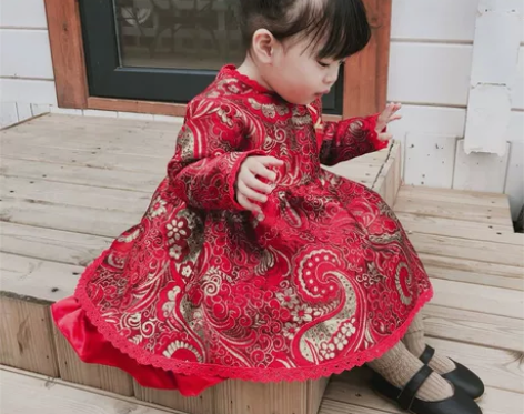 ?新款大红色女童中国风过年服喜庆女宝宝装儿...