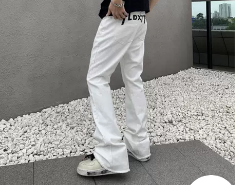 ORIGIN2zZ欧美高街微喇叭裤字母印花...