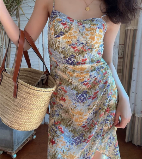 DADANA 法式风情女人味十足油画花草印...