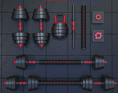 ?品健哑铃男士健身家用锻炼器材多功能杠铃套...