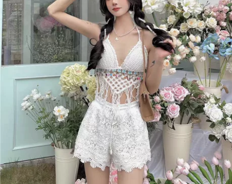 性感辣妹罩衫高腰显瘦聚拢海边温泉比基尼泳衣...