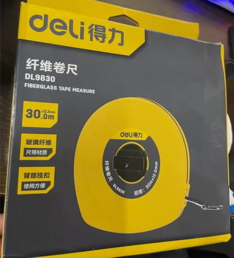 得力皮尺30米测量土地-尺纤维钢卷盒尺耐磨...