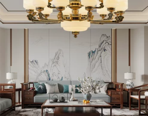 客厅吊灯新中式客厅现代简约中国风餐厅卧室复...