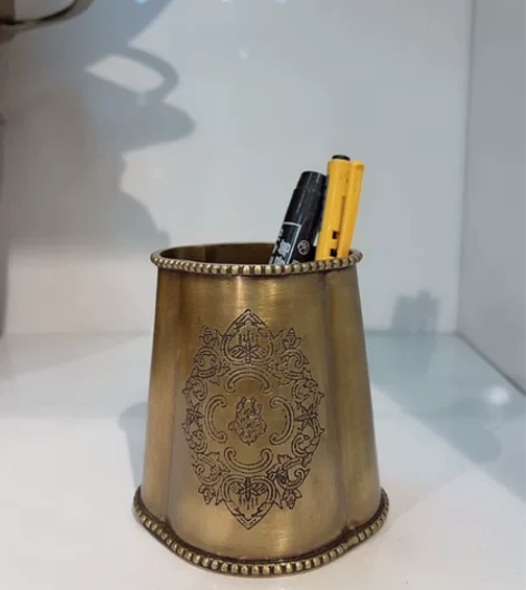 欧式美式法式轻奢复古时尚雕花收纳筒摆件 梳...