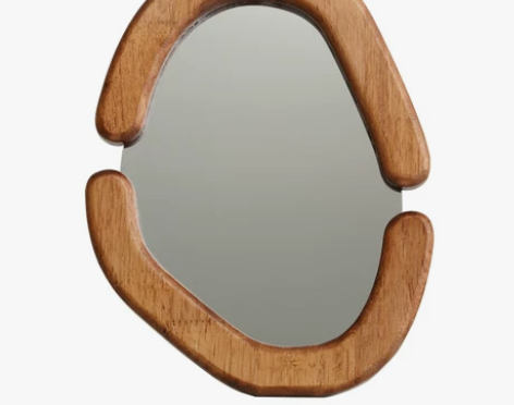 莫语 复古手作木质镜子 奶油米桌面摆件装饰...