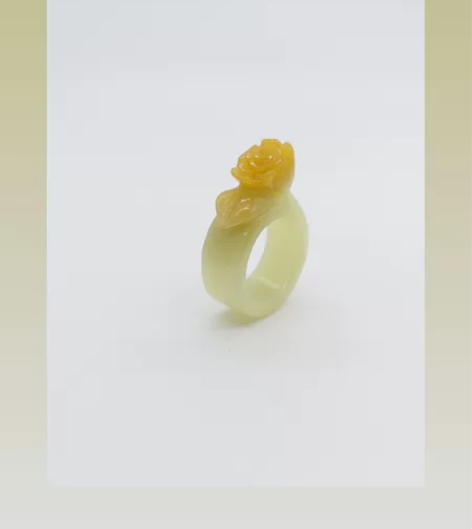 16mm十月花神芙蓉花手工雕刻岫玉戒指花料...