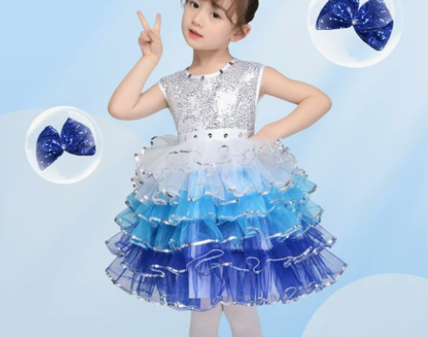 六一儿童演出服女蓬蓬裙亮片纱裙公主裙合唱服...