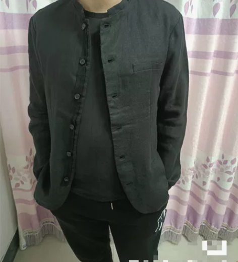 49元包邮！！ 休闲立领百分之百亚麻薄款夏...