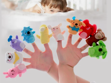 SHILOH动物指偶套装毛绒玩具宝宝手指互...