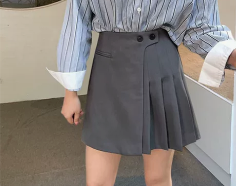 百褶裙短裙大码不规则设计感半裙 遮胯a字西...