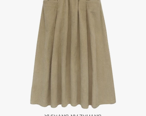 女装灯芯绒半身裙女中长款秋冬大摆伞裙子 主...