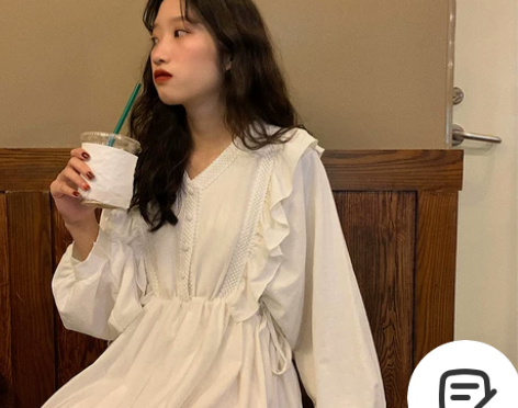 hollyii 甜美荷叶边复古收腰桔梗裙显...