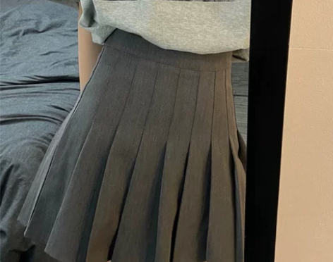 全新灰色百褶裙女夏季高腰显瘦半身裙加长a字...