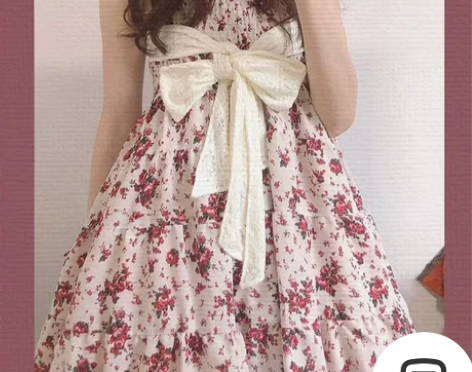 法式甜美花苞吊带连衣裙子收腰超仙女初恋碎花...