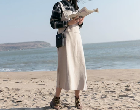 漞渡原创+文艺复古bf中长裙学院风毛呢背心...