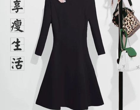 赫本小黑裙2018新款女夏黑色红色胖仙女大...