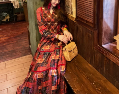 去有风的地方刘亦菲许红豆同款连衣裙大理民族...