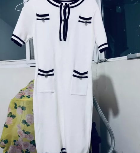 运动风 针织连衣裙  白的 均码105斤内...