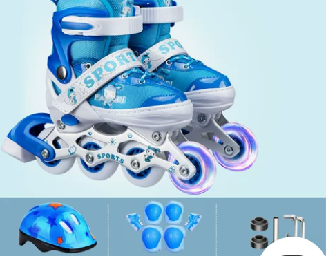 溜冰鞋儿童全套装男童女童滑冰轮滑鞋旱冰初学...