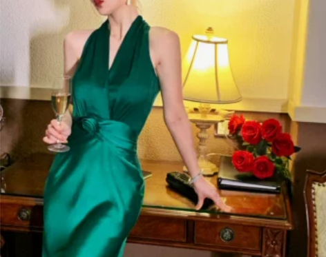 rosefang【碧绿暗生香】港风复古绿色...