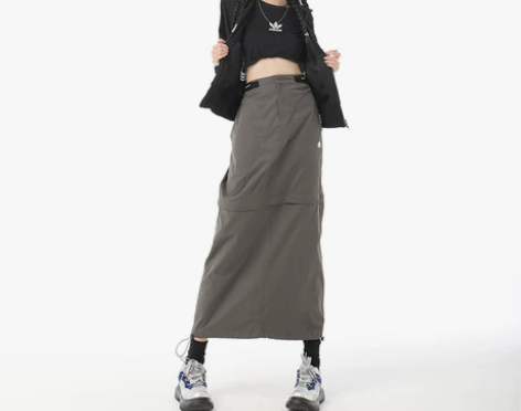 幼质美式街拍工装两穿长裙女2023春夏新款...