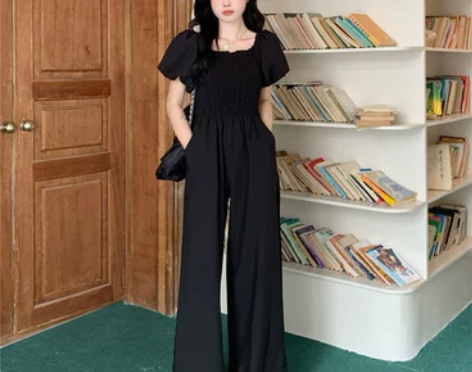 大码韩版宽松休闲连体裤女高级感气质夏季胖M...