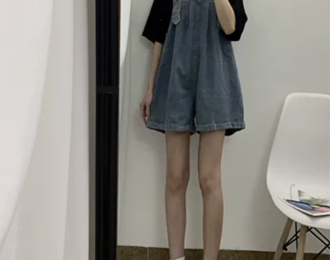 YOUNGZL 牛仔背带裤女新款夏季宽松显...