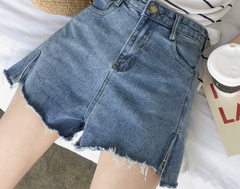 【吾折天价】大码牛仔短裤女宽松高腰200斤...