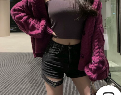 南表妹Naya【臭妹妹的爱】黑色牛仔短裤女...