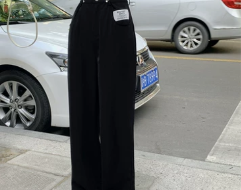 夏季薄款黑色直筒休闲裤女2023新款大码胖...