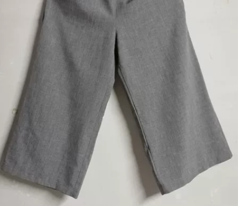 灰色阔腿长裤女雪纺亚麻松紧高腰夏季款 M ...