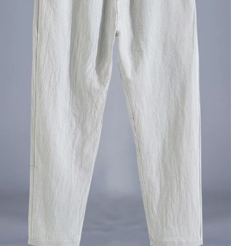 棉麻长裤棉麻9九分裤男夏季薄款宽松大码运动...