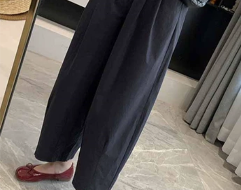 日系工装阔腿裤夏季薄款棉麻休闲裤女小个子九...