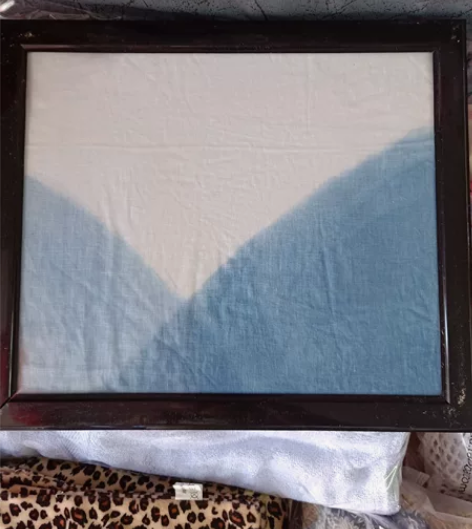 扎染作品，纯手工制作的亚麻扎染挂画，用了一...