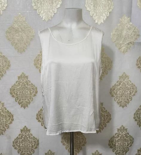 品牌真丝弹力缎背心上衣90%桑蚕丝女士L码...