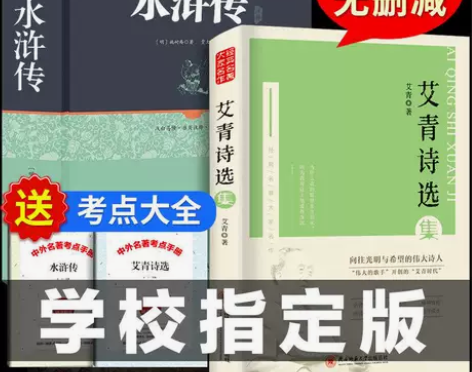 艾青诗选和水浒传正版原著无删减九年级上册指...