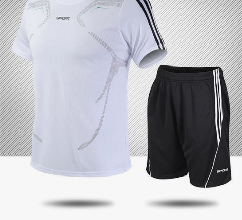 跑步健身透气速干衣运动套装男夏季新款短裤短...