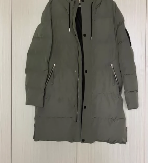 三福Sanfu军绿羽绒服中长款男 尺码XL...