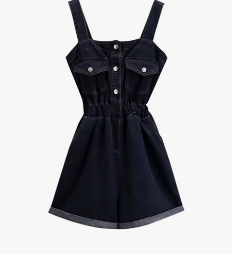 牛仔背带短裤，L码，适合105-120斤的...