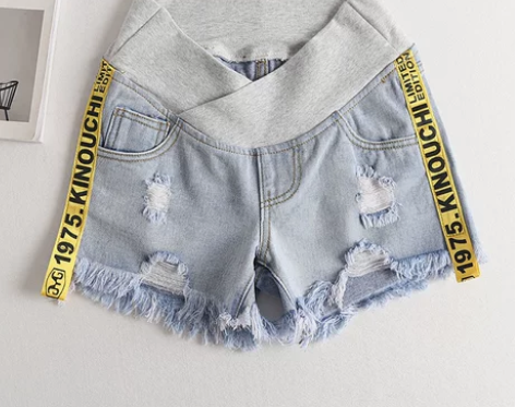 孕妇短裤夏外穿低腰牛仔短裤孕妇夏装全新无吊...
