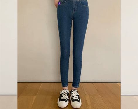 张大奕冬季黑科技暖宫裤牛仔小脚裤女冬加绒裤...