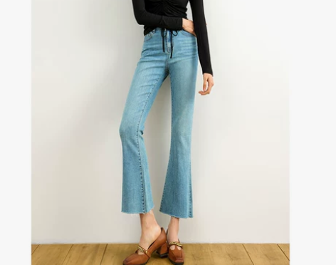 ?ANNA大魔王微喇牛仔裤女高腰弹力202...